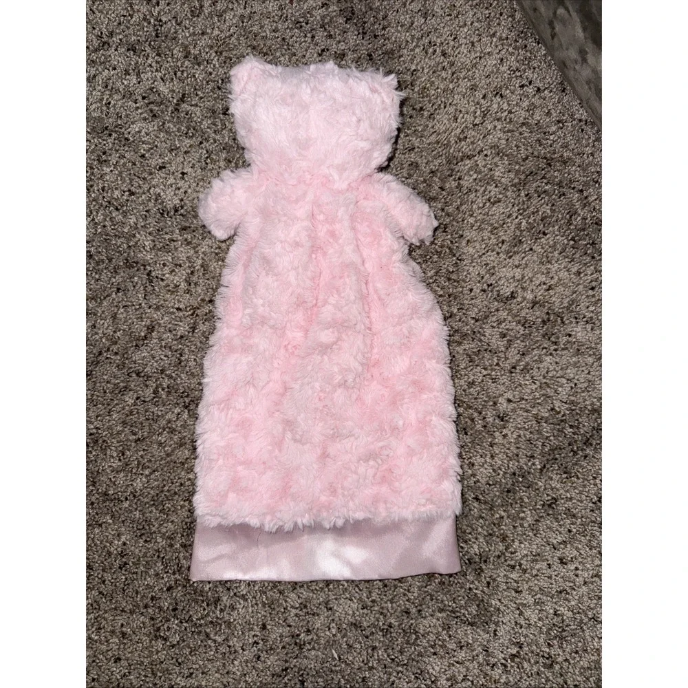 Kyle and Deena Pink Bear Satin Lined Swirl Roses Baby Lovey Security Blanket Toy